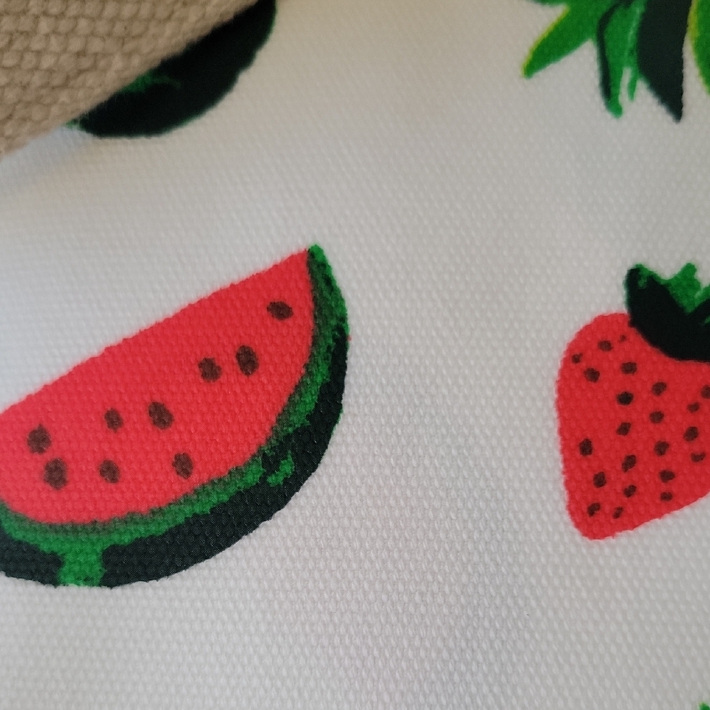 Lands End Fruit Patterned Canvas/Wax Tote Bag Cooler - Picture 10 of 13